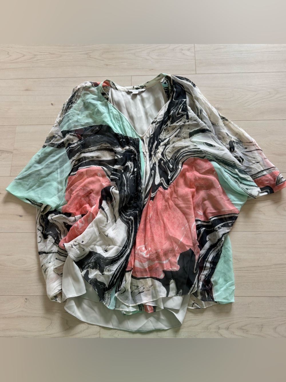 Diane Von Furstenberg Multicolor Marble Print Blouse